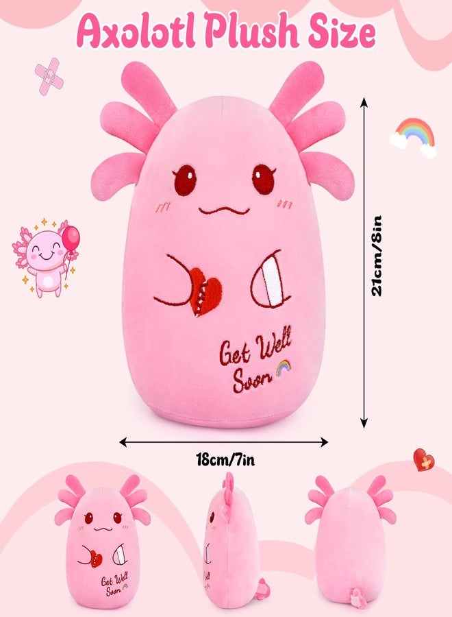 LSYDCARM Get Well Soon Axolotl Plush Toy, Pink Axolotl Get Well Soon Gift for Kids Women,Soft Stuffed Animal Cute Pink Huggable Pillow Kawaii Plushies Gift for Girls Boys - Image 4